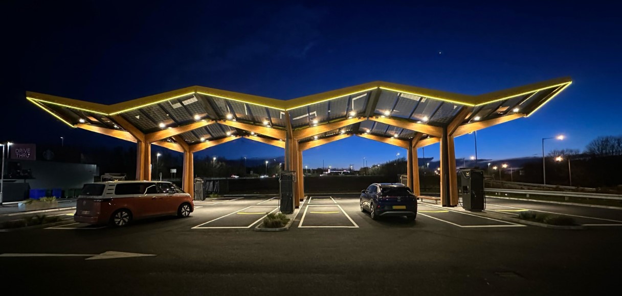 fastned charging station by night